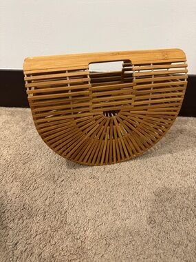 Semi-Circle Bamboo Ark Bag in Natural Brown